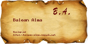 Balean Alma névjegykártya
